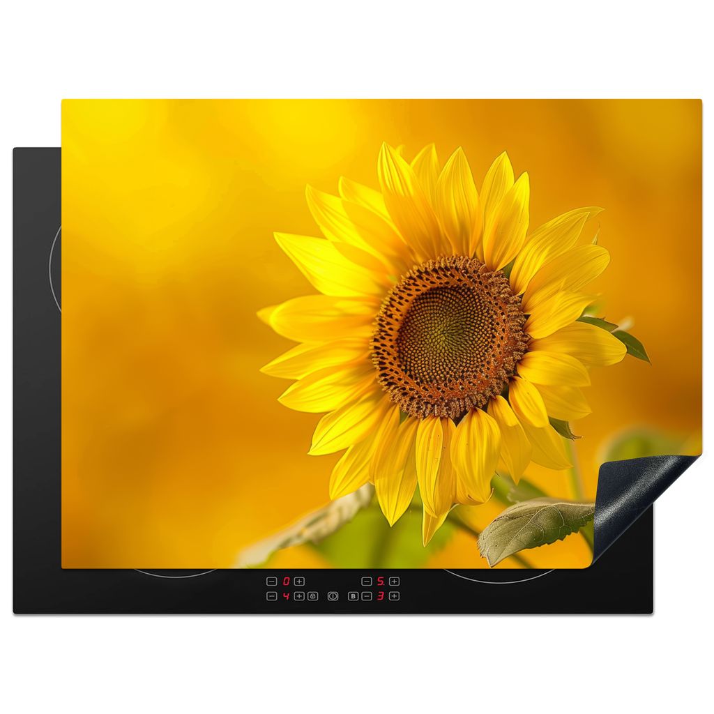 KitchenYeah Herdabdeckplatte Sonnenblume - Blume - Gelb , 70x52cm, Küche Deko, Glaskeramikkochfeld Herdabdeckung, Abdeckplatte fùr Kochfeld