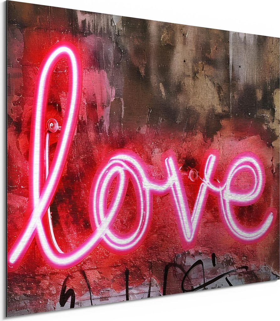 DEQORI Alu-Dibond Bild Silber 80x60 cm 'Ein Herzenslicht' Wandbild Metall dünn Design