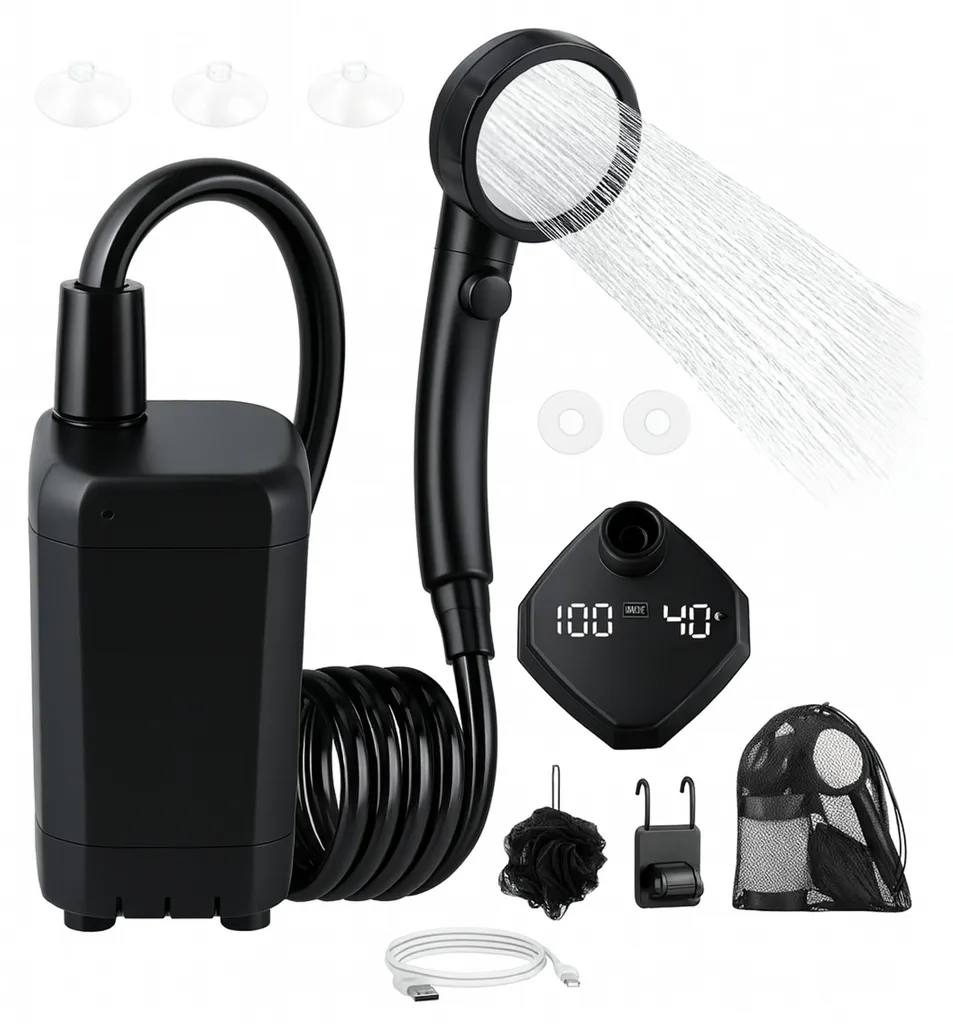Douche solaire de camping Carruzzo Q16G2 avec batterie pour van et bivouac