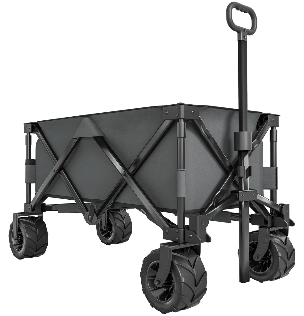 Chariot de transport pour camping et courses pliable charge 70 kg gris