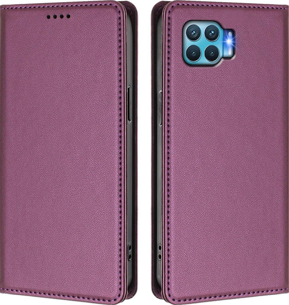 Handyhülle für Oppo F17 Pro, Kunstleder Klapphülle Stoßfeste Magnetische Hülle mit Ständer Lila