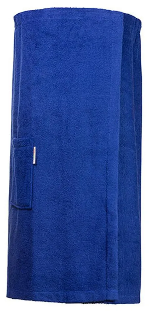 Kilt de sauna ajustable bleu véritable : fini la serviette qui tombe