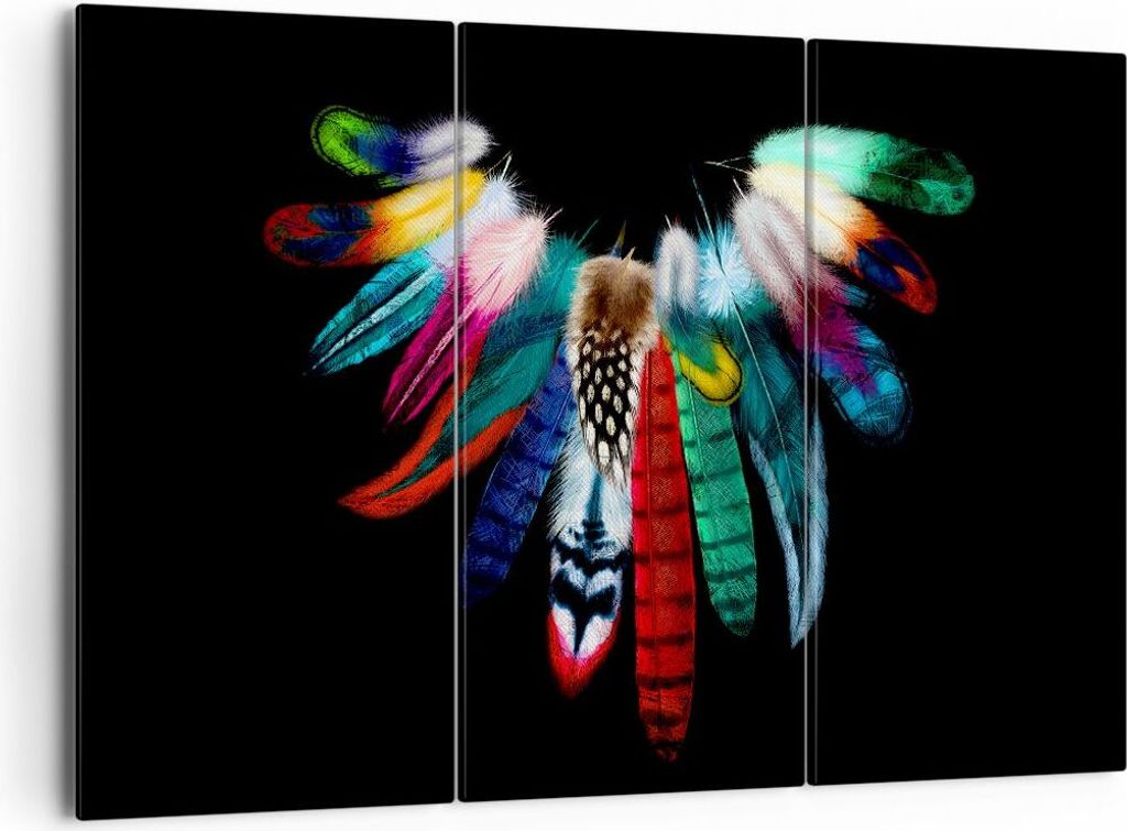 Bild auf Leinwand - Leinwandbild - Vogel Feder Farbe Komposition - 165x110cm - Wand Bild - Wanddeko - Leinwanddruck - Bilder - Kunstdruck - Leinwan...
