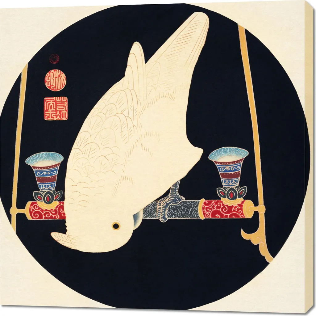 Stampa su Tela 100x100 Jakuchu Ara Bianco - Qualità Galleria Pro