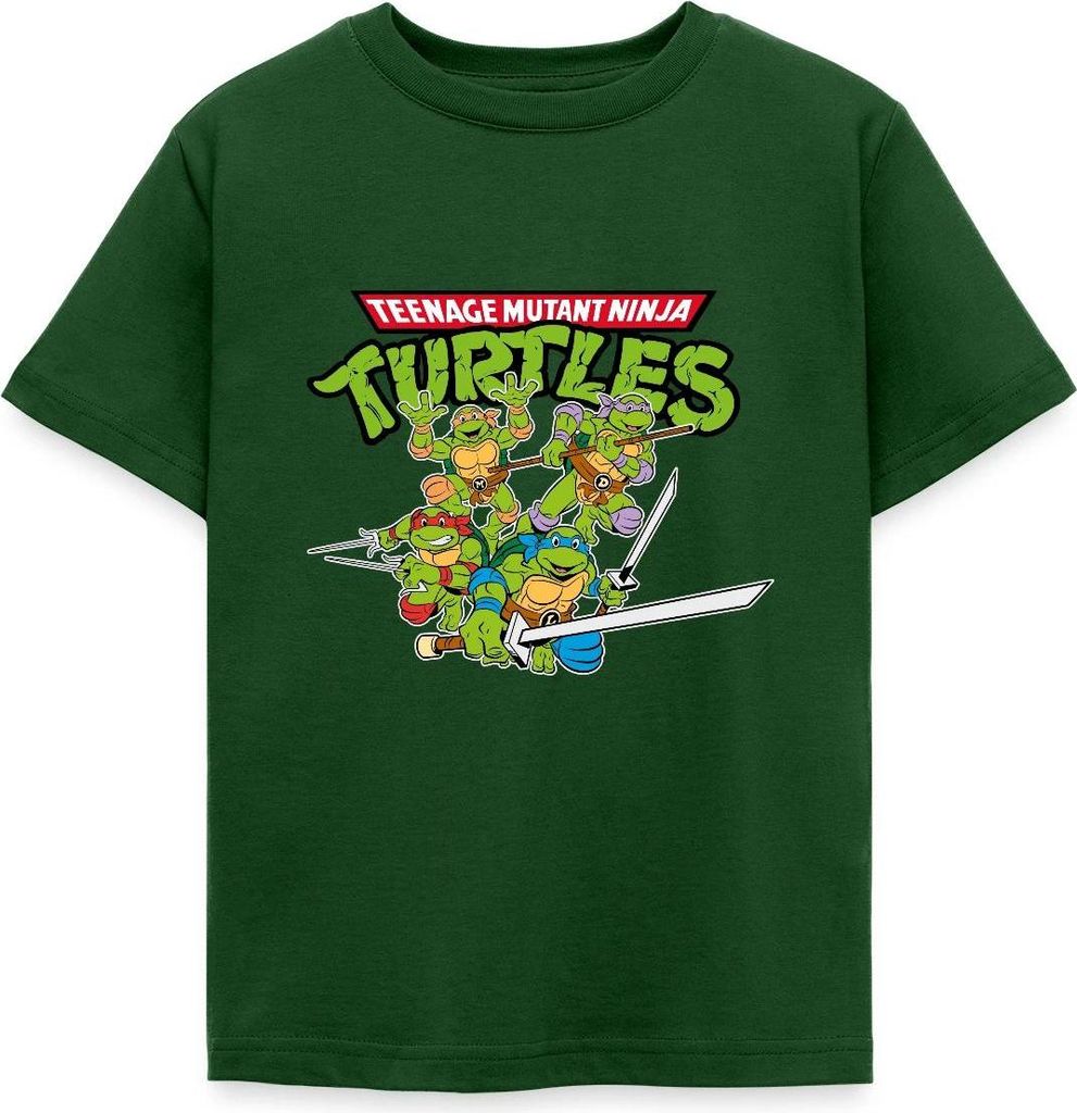 Spreadshirt Teenage Mutant Ninja Turtles Logo Kinder T-Shirt, 98/104 (3-4 Jahre), Forstgrün