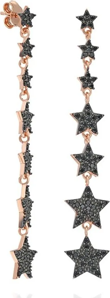 Pendants d'oreilles étoile en argent massif 925 finition or rose fin