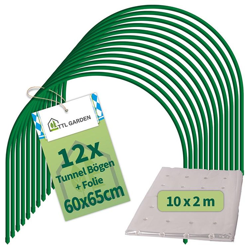 TTL GARDEN Tunnelbögen ARCOS 60-12er Set + PE-Folie 10x2m Produktbild 