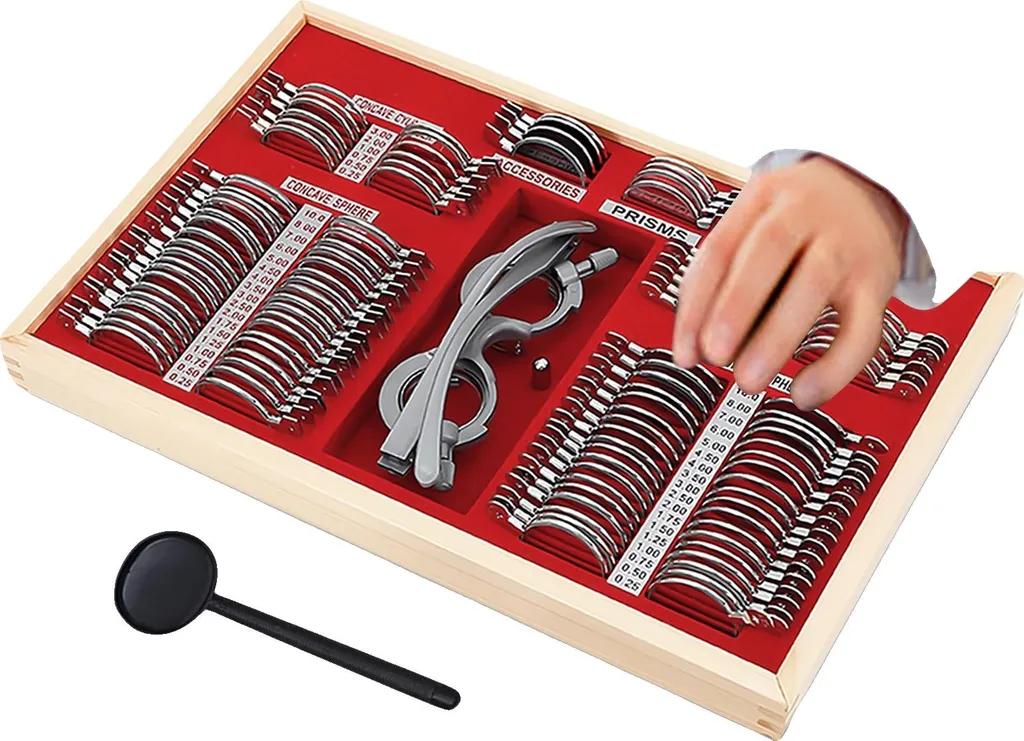Set de verres de contrôle optique 104 pièces en sacoche argentée