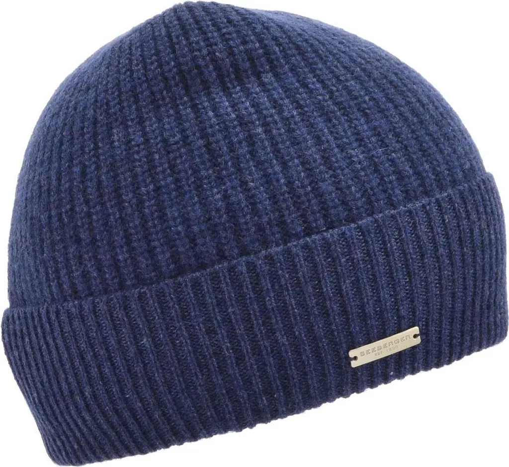 Bonnet en maille de cachemire bleu pour femme - Accessoire hiver chic
