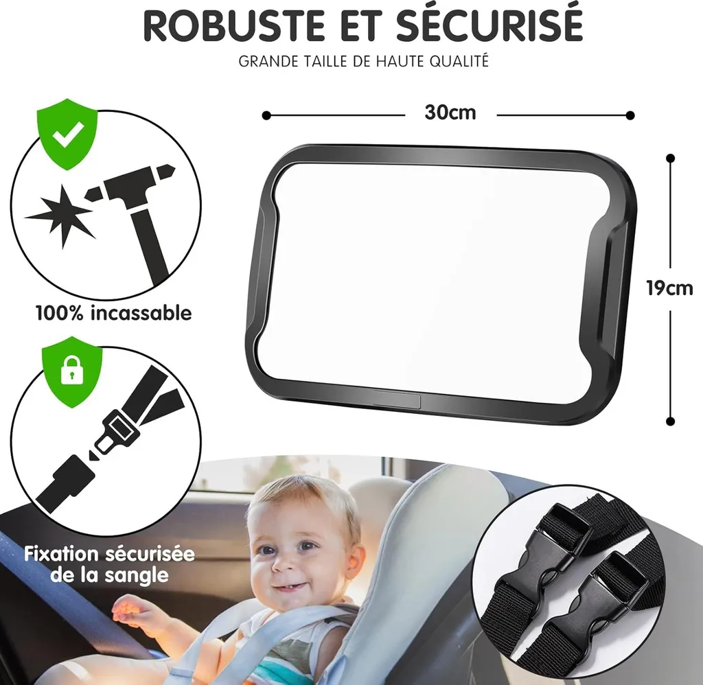 Specchio Neonato Auto Vinabo: Sicurezza 360° per Sedile Posteriore - 3