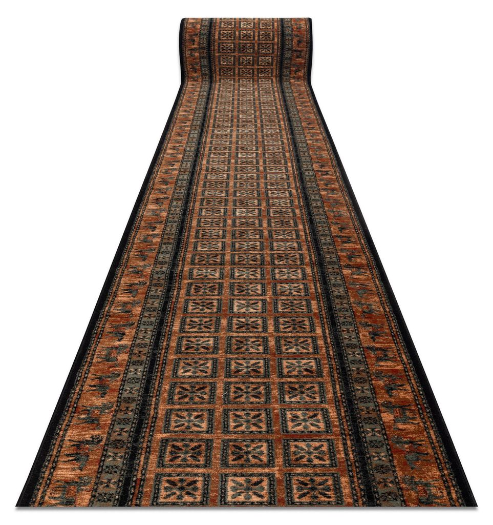 Wolle Läufer KASHQAI 4301/500 orientalisch, Rahmen grün / beige 80cm Grün 80x640 cm