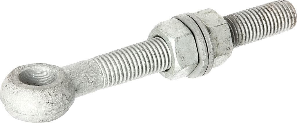 Alberts Augenschraube mit Zubehör | passend zu Torbändern | feuerverzinkt | Gewinde M16 | Länge 130 mm | 4er Set