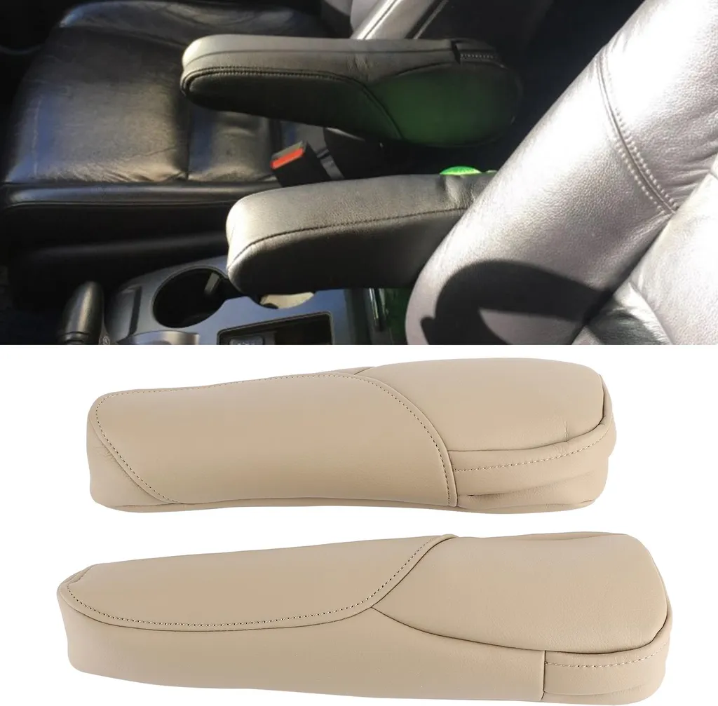 Copertura decorativa in microfibra e pelle per bracciolo del sedile, adatta per Honda CRV 2007-2009, beige