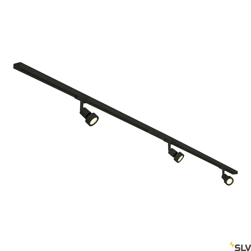Rail 2m noir 3 spots Puri Track - Solution éclairage monophasé modulable - 3