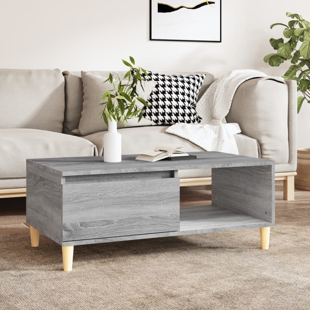 "Rabatt" Couchtisch modern - Wohnzimmertisch - Einfache Montage - Grau Sonoma 90x50x36,5 cm Holzwerkstoff - Kaffeetisch CC21852