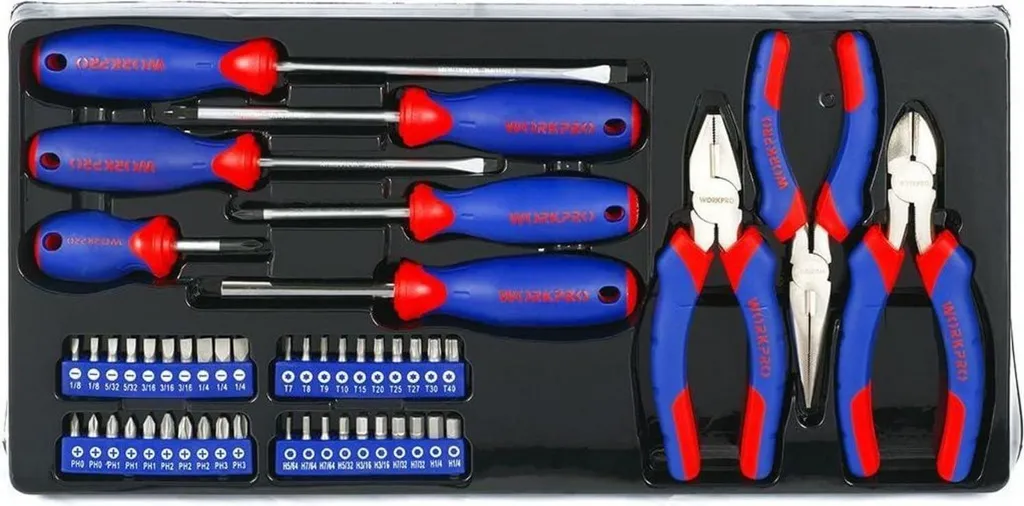 WORKPRO mallette à outils 408 pcs avec coffret 3 tiroirs métalliques - 7