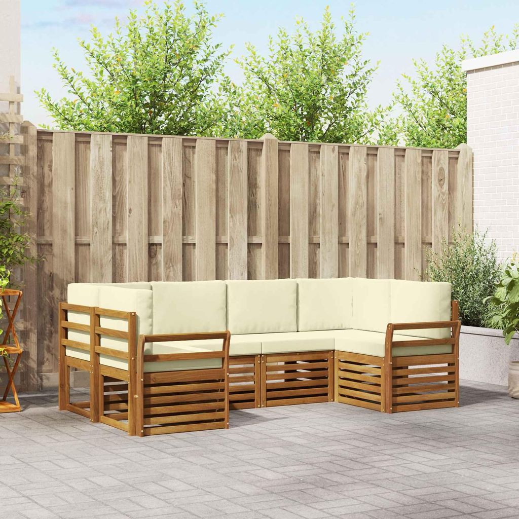 "Neues Produkt" Sofagarnituren - CLORIS - Terrassen-Sofa - 6 pcs - Natur und Creme Massivholz Akazie - Modern Gartensofas V2197