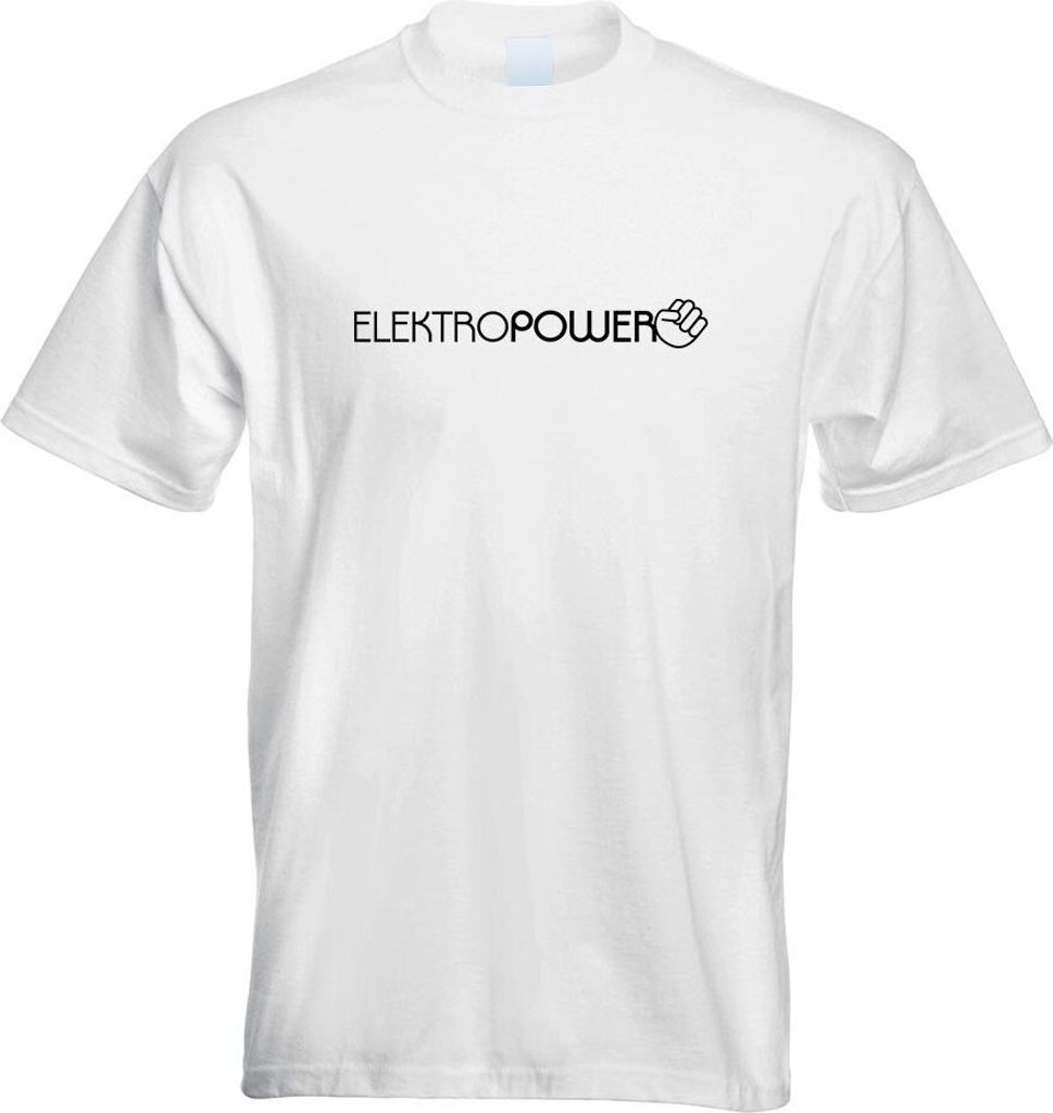 Kiwistar - T-Shirt - Weiss - Elektropower Motiv Bedruckt Funshirt Design Print - mit Motiv Bedruckt - Funshirt Design - Sport - Freizeit - Herren - XL