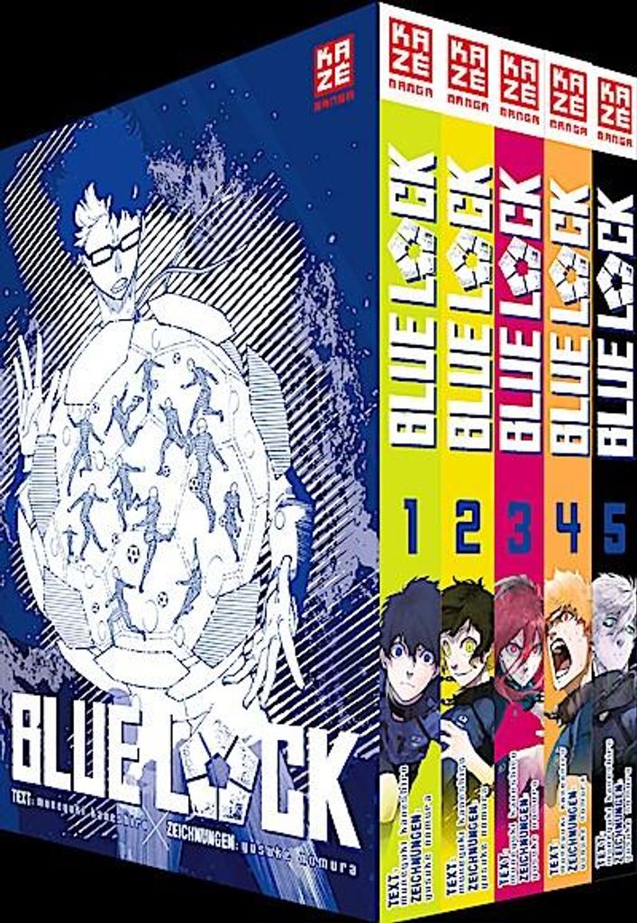 Blue Lock - Band 1-5 im Sammelschuber Immagine del prodotto 