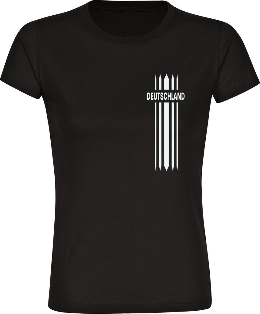 multifanshop Damen T-Shirt - Deutschland - Streifen, schwarz, Größe 3XL