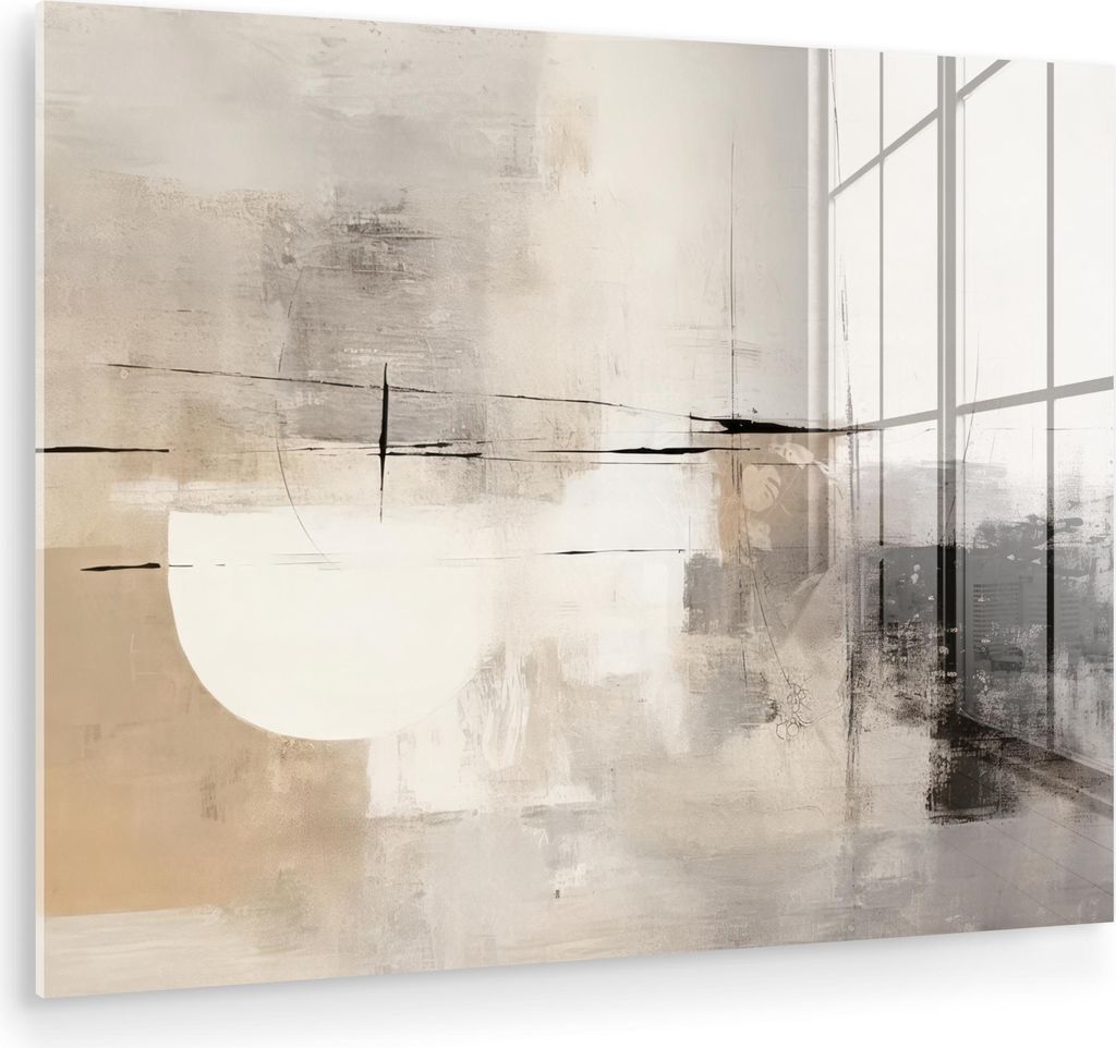 MuchoWow Glasbilder - Bilder auf Wandbild - Foto auf Glas Abstrakt - Kunst - Grau 40x30 cm Wanddekoration aus Glas - Acrylglasbild - Acrylbilder - ...