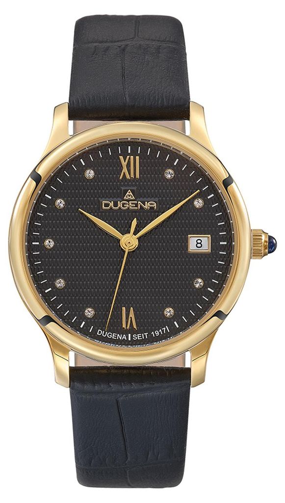 Dugena 4461086 Damenuhr Florenz Lederband Schwarz / Gold Produktbild 