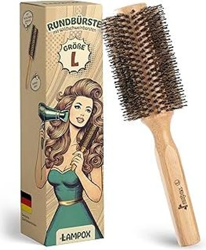 Lampox Spazzola Rotonda L Setole Cinghiale per Styling Avanzato