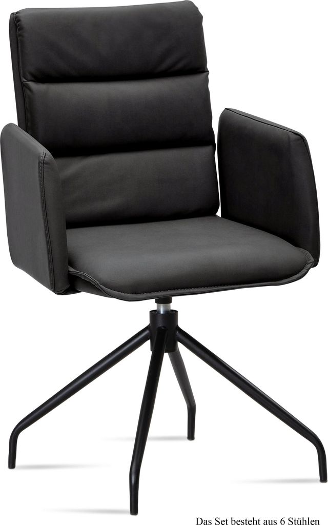 Armlehnstuhl drehbar (6er-Set) Donica 52x92x60 Schwarz/Anthrazit