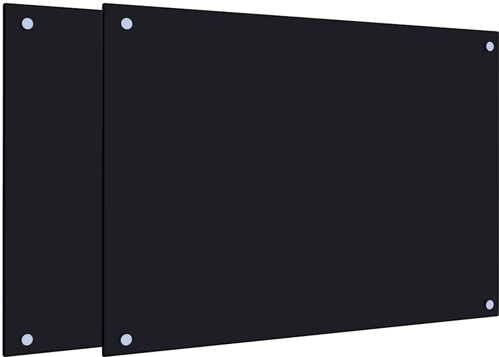 vidaXL Küchenrückwände 2 Stk. Schwarz 70x50 cm Hartglas