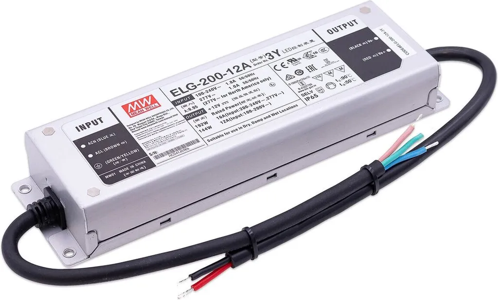 Alimentation LED 12V anti-scintillement MeanWell XLG-200-12A