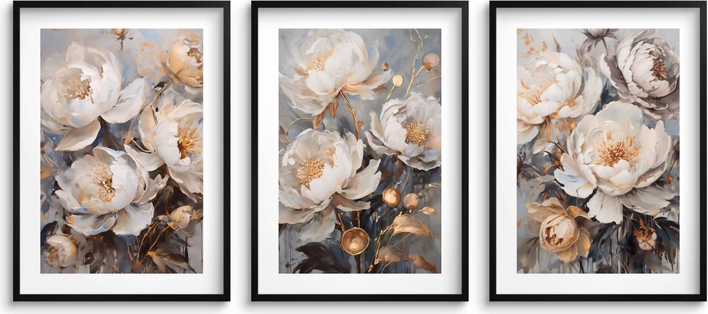 Poster fürs Wohnzimmer Pfingstrosen Elegante Wanddekoration fürs Schlafzimmer 3x50x70