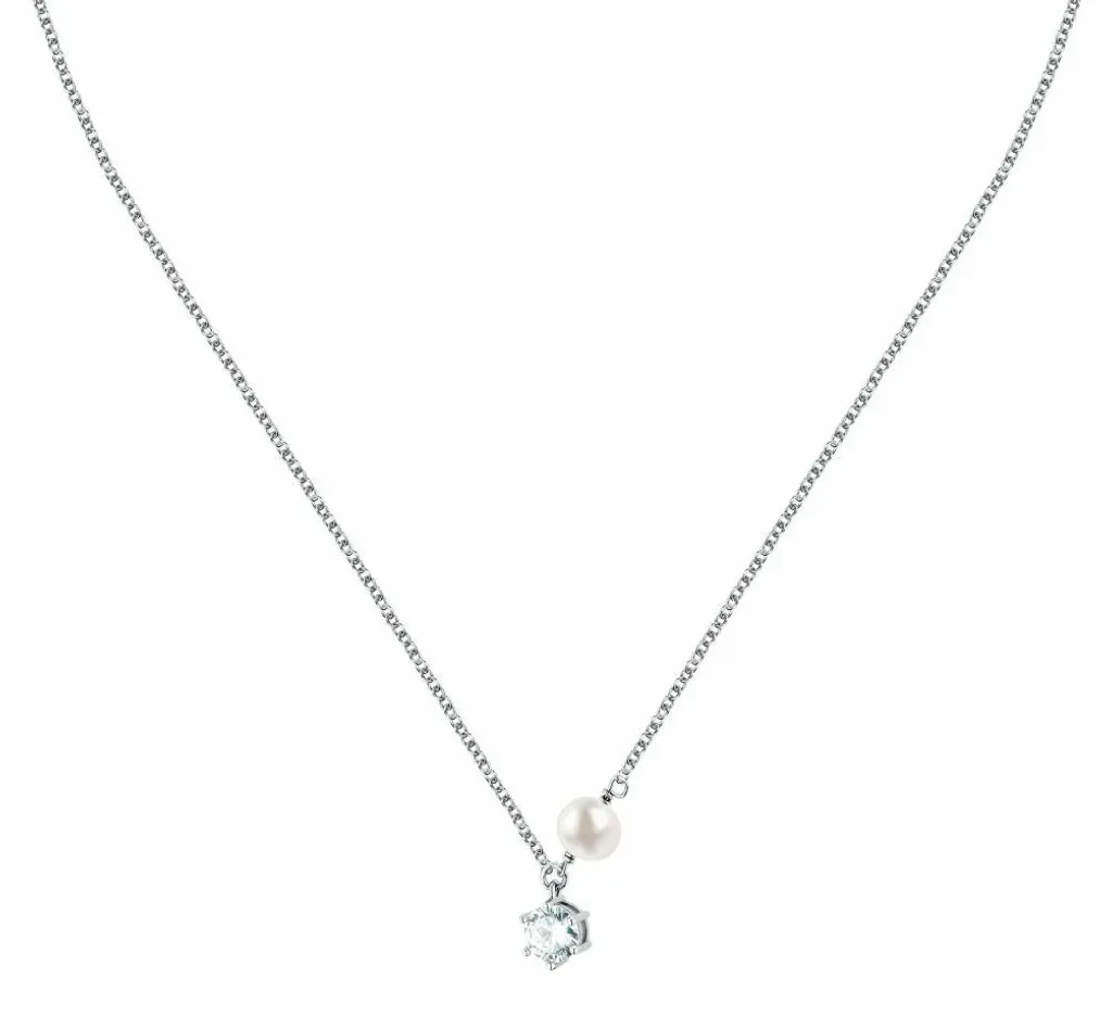 Collier en argent SXU54 avec perle naturelle et pierre en zircone