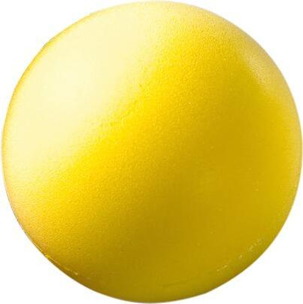 A bright yellow ball is shown against a white background.