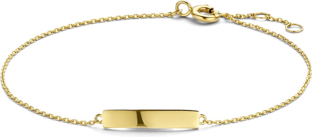 Neu Bling 9NBG-0245 Gouden Armband - Dames - Plaat Armband - 16 x 3,2 mm - Ankerschließe - 16 + 1 + 1 cm - 14 Karat - Goud