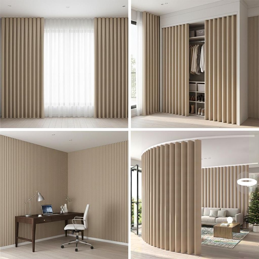 Tenda A Pannello Opaca 60x245 Cm - Color Crema - 100% Poliestere - Con Binario E Peso - Divisorio Per Ambienti O Decorazione Finestre - 3