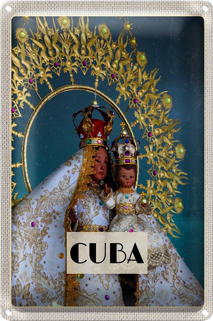 Blechschild Reise 40x30cm Cuba Karibik Königin als Statue