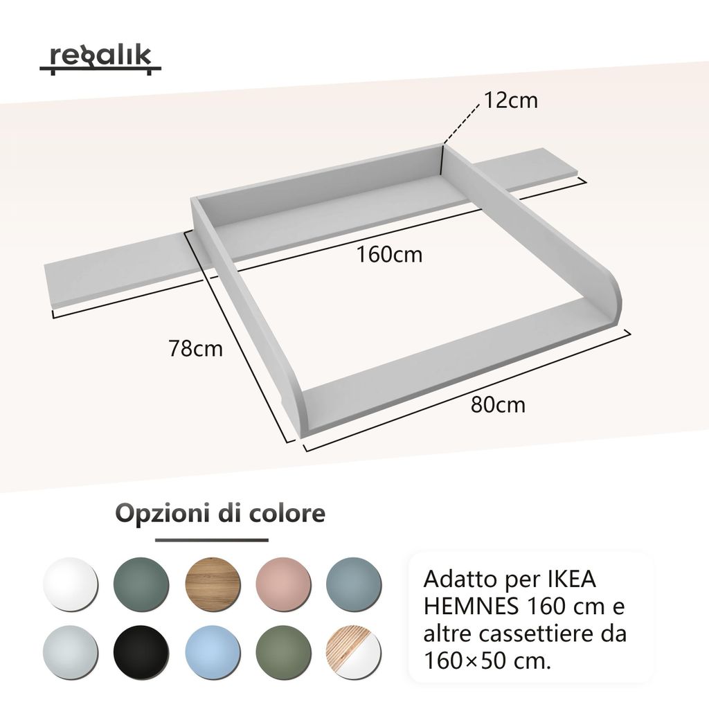 piano fasciatoio regalik con top per Hemnes di IKEA, Piano Immagine del prodotto 