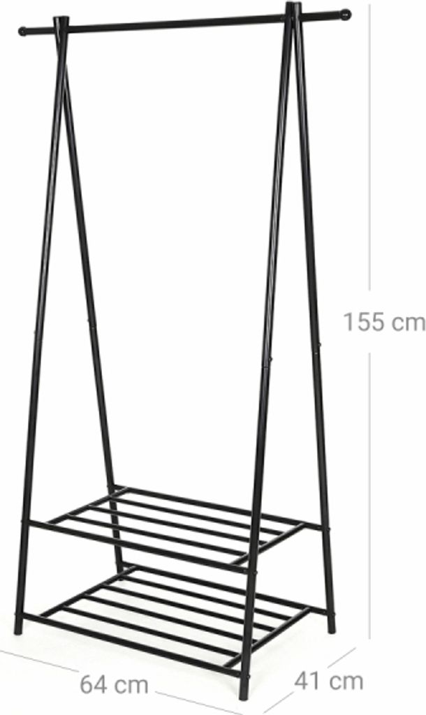SONGMICS Wieszak na ubrania 2 półki metalowa rama Zdjęcie produktu 22