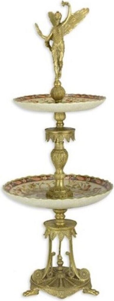 Casa Padrino Jugendstil Etagere Mehrfarbig / Gold Ø 29,2 x H. 76 cm - Prunkvolle Hotel & Restaurant Accessoires