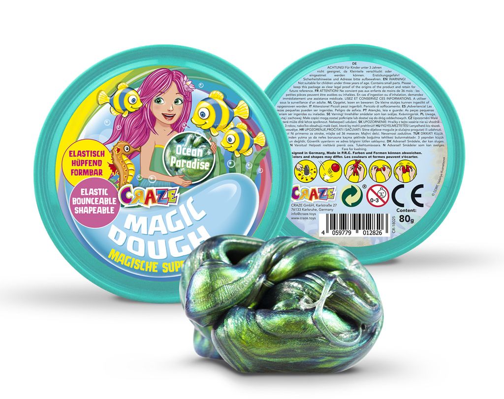 CRAZE Magische Knete, Magic Dough, ca. 80 g in Dose, Mermaid Ocean Paradise