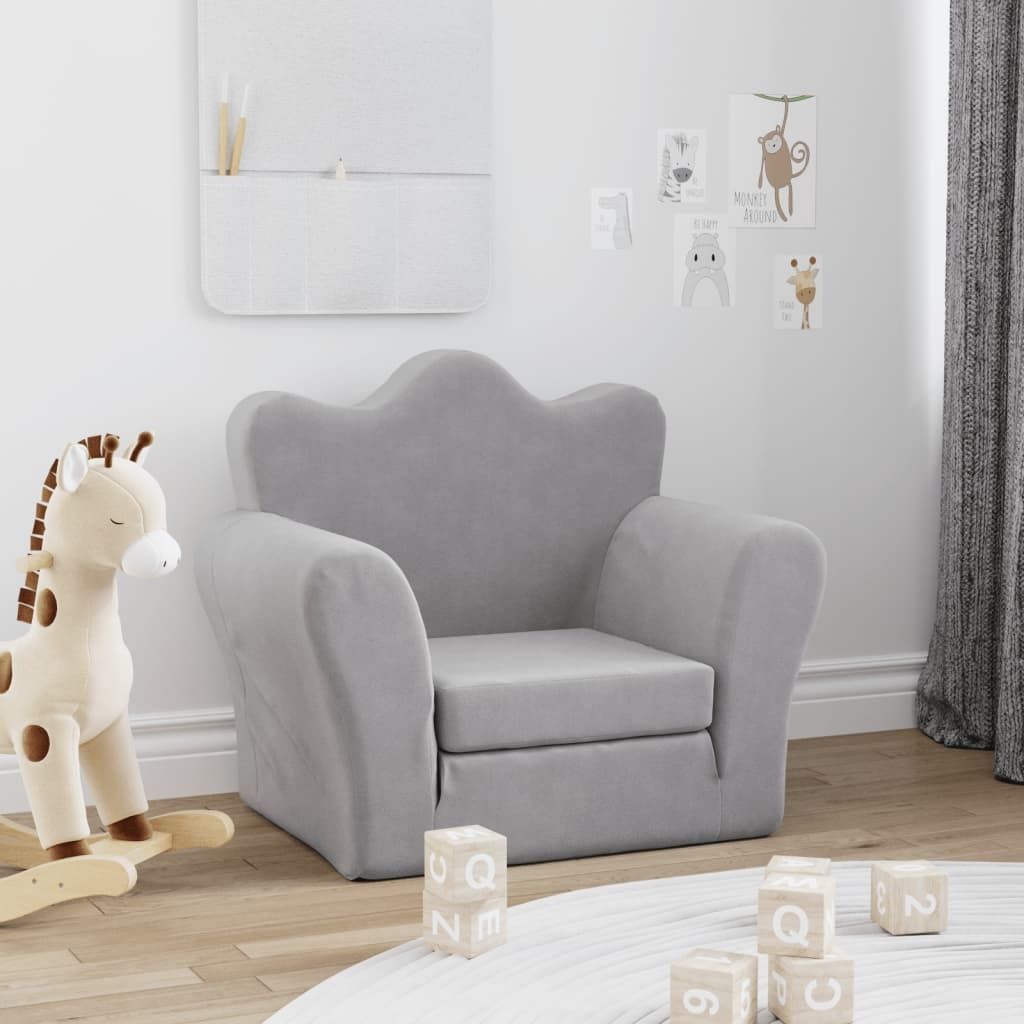 "2026 Promotion" Schlafsofa für Kinder Hellgrau Weich Plüsch - Kindersofas CC21683