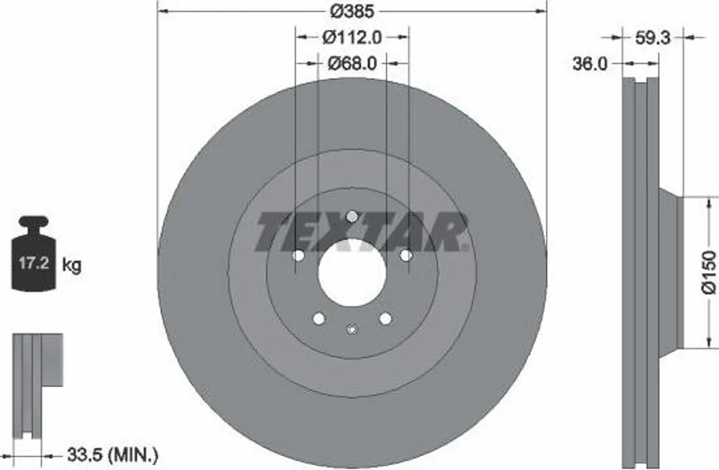Disque de frein TEXTAR 92184203 pour A8 4D 4E remplace OE 4E0615301E