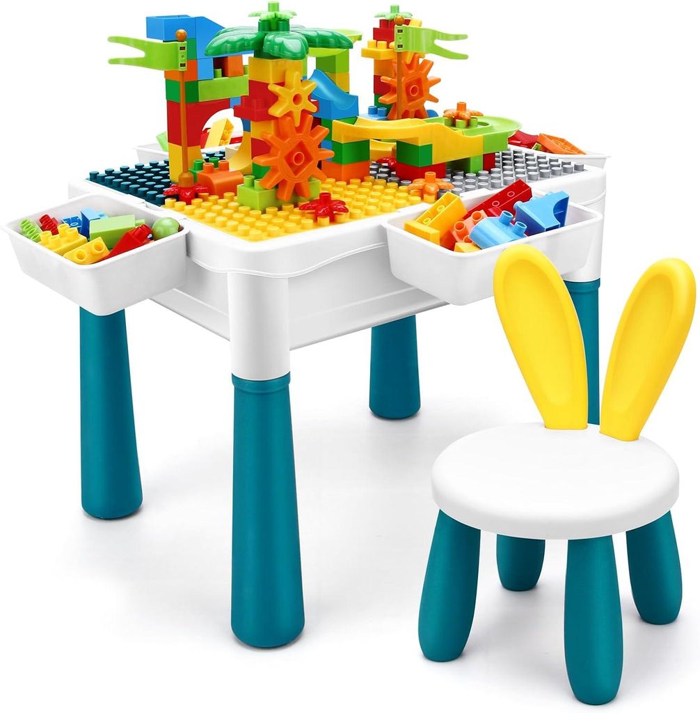 Activiteitentafel met stoel en 206 bouwstenen, Productafbeelding 