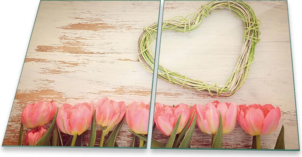 Piastre di copertura per fornelli Vetro per alzatina in ceramica universale 2 pezzi 2x40x52 fiori rosa