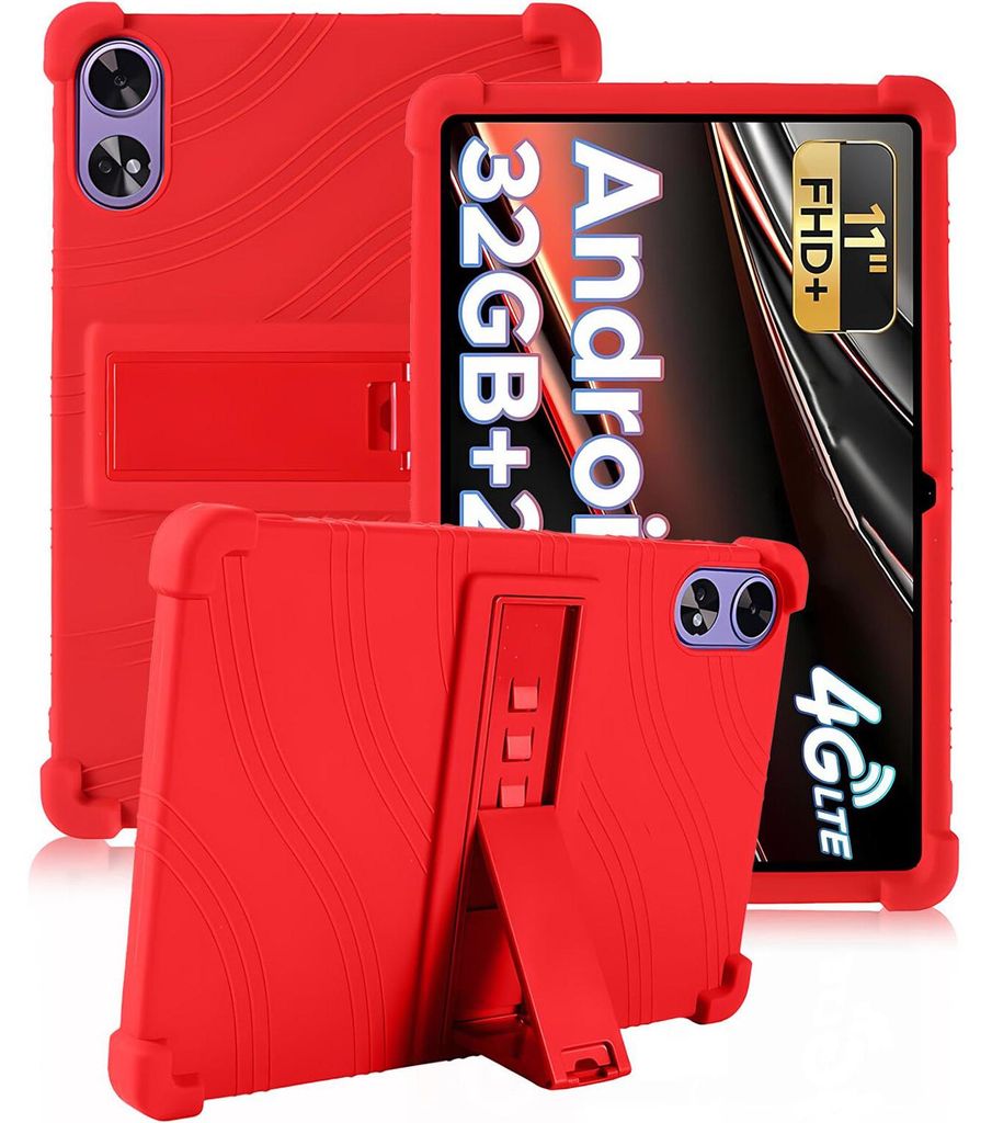 Tablet Hülle für Doogee Tab G6+ 11,0", Stoßfeste Weiches Silikon Schutzhülle mit Standfunktion Rot