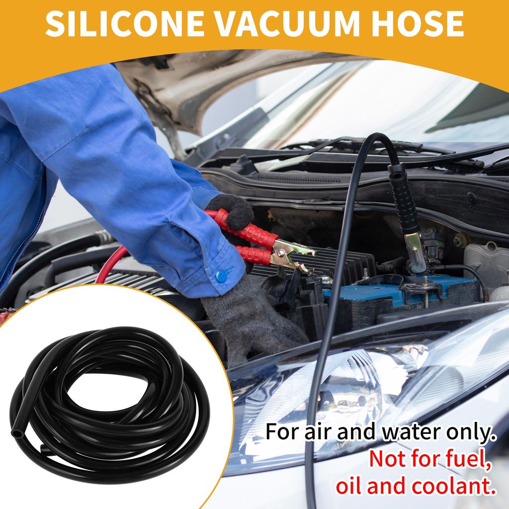 1 Stück 130PSI Maximaldruck Universeller Silikonschlauch für Vakuumschläuche für Autos, Hochtemperatursilikonschlauch Schwarz 20FT 3/8" 10mm ID...
