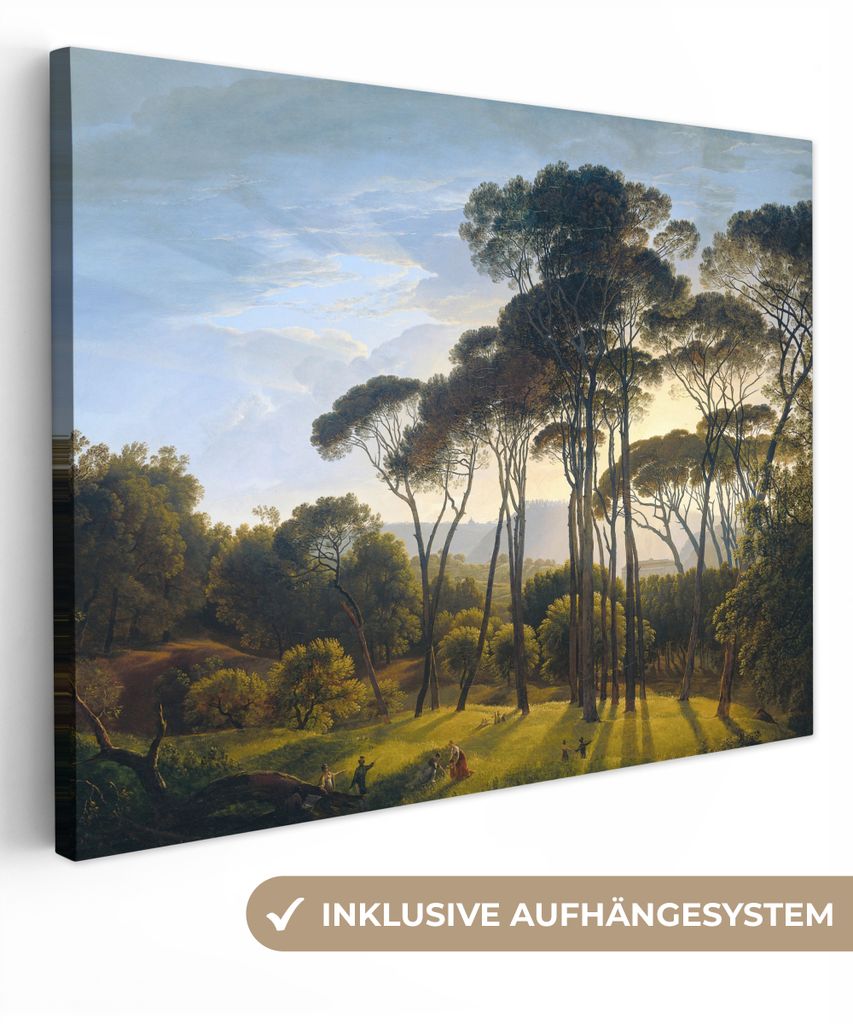 MuchoWow - Leinwandbilder - Italienische Landschaft mit Zirbelkiefer - Kunst - Alte Meister, Wandbild, Wanddeko Bilder Wohnzimmer, 40x30 cm