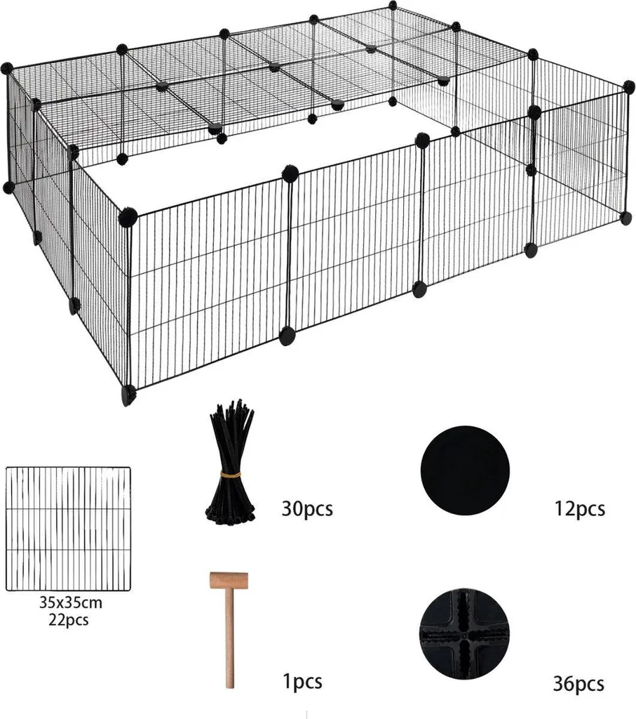 Clôture intérieure pour petits animaux 105 cm hauteur noire modulable