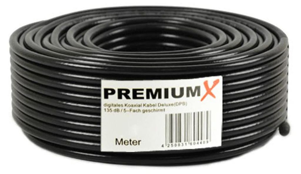 25m PremiumX DELUXE PRO Koaxial Kabel SCHWARZ 135dB 5-Fach Produktbild 
