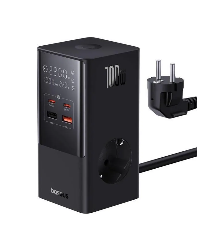 Multiprise Tour avec USB Baseus PowerCombo - Station de Charge Rapide - 8